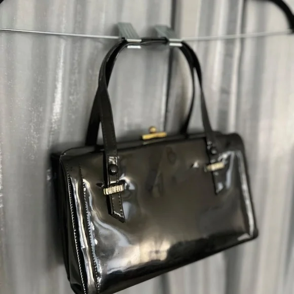 black shinny vinyl like bag - Picture 2 of 5